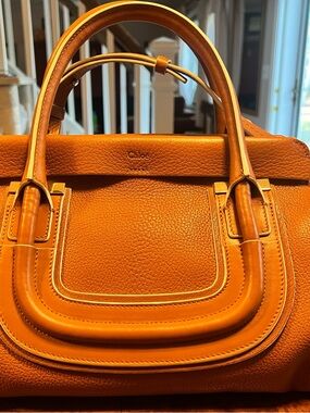 Chloe Everston Hazel Brown Pebbled Leather Double-Handle Shoulder Bag